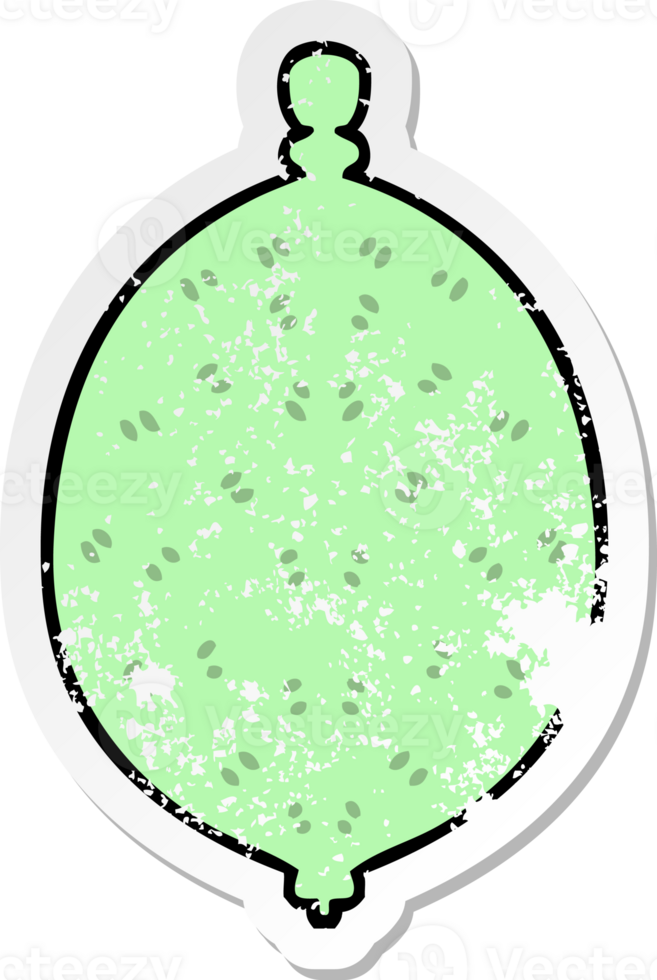 distressed sticker of a quirky hand drawn cartoon lemon png
