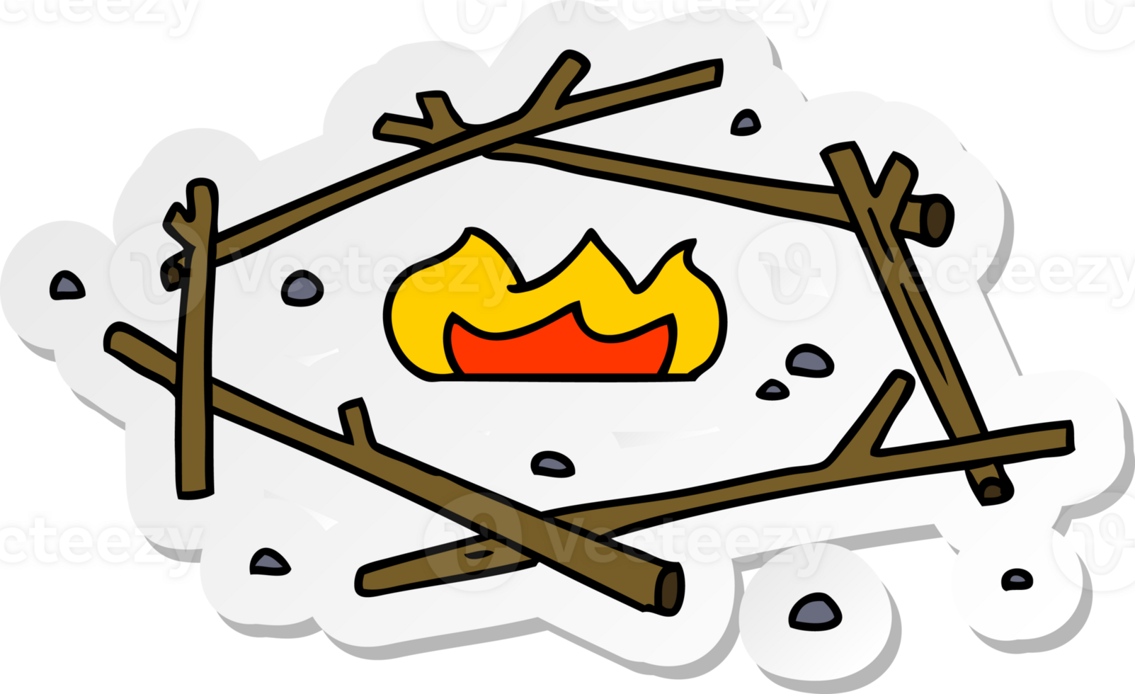 hand drawn sticker cartoon doodle of a camp fire png