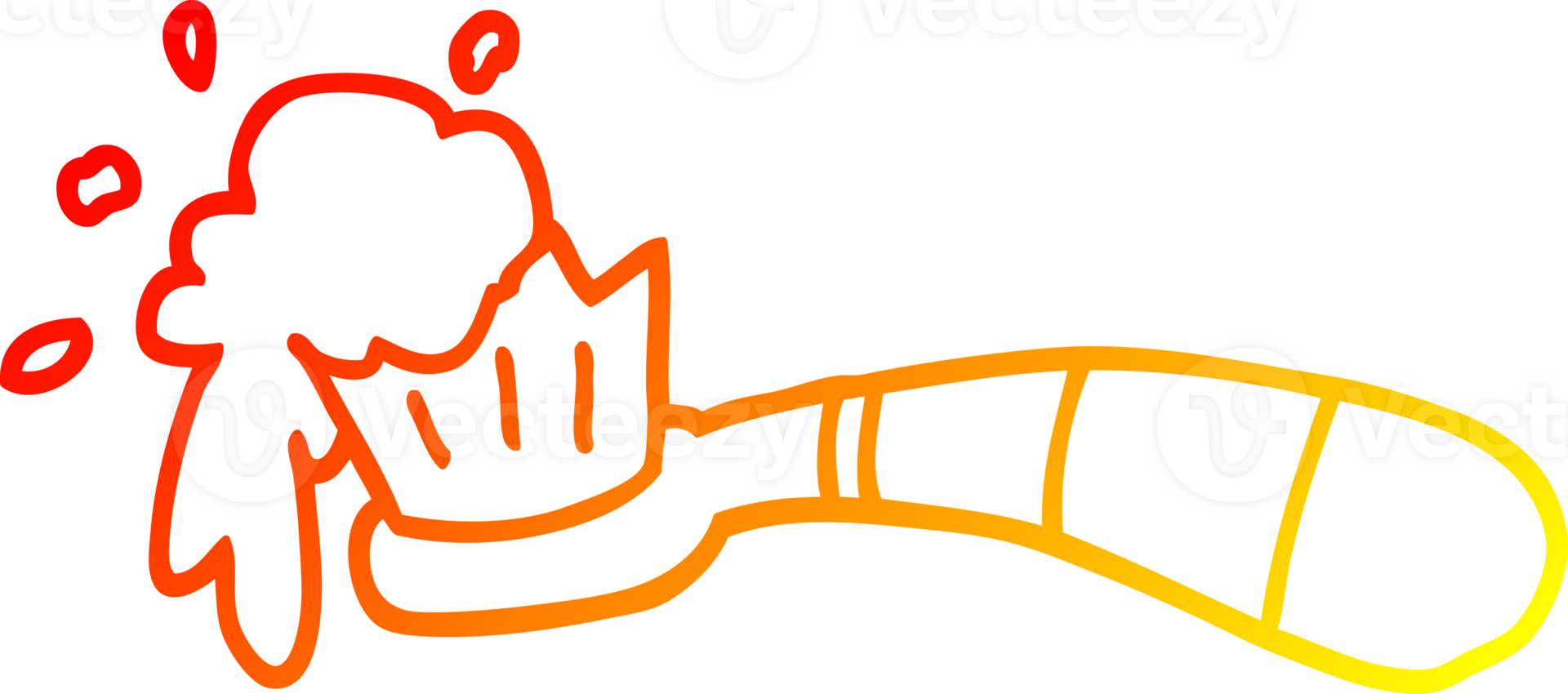 warm gradient line drawing of a cartoon toothbrush and tooth paste png