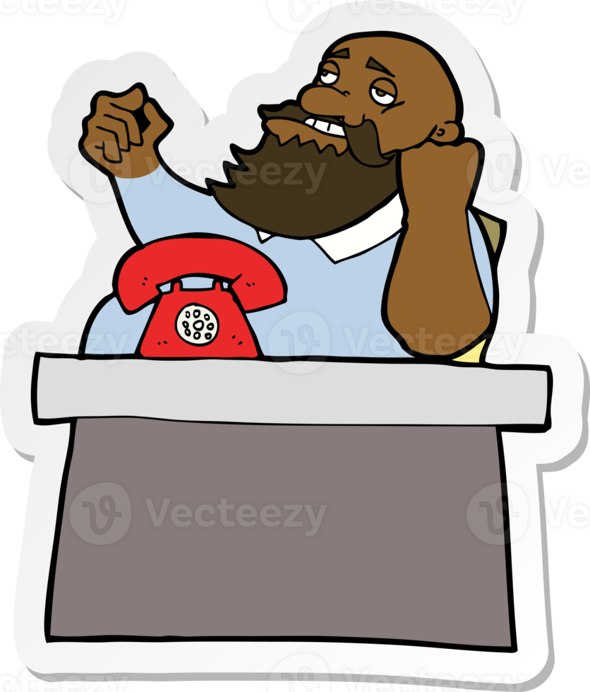 sticker of a cartoon arrogant boss man png