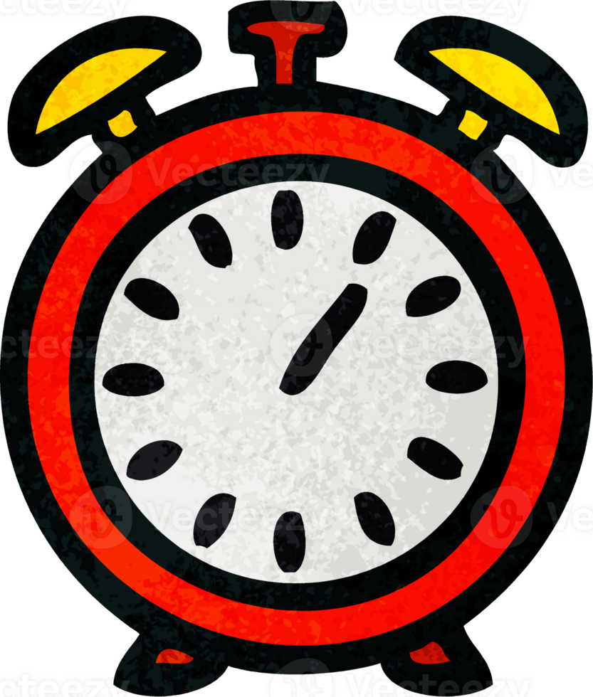 retro grunge texture cartoon of a alarm clock png