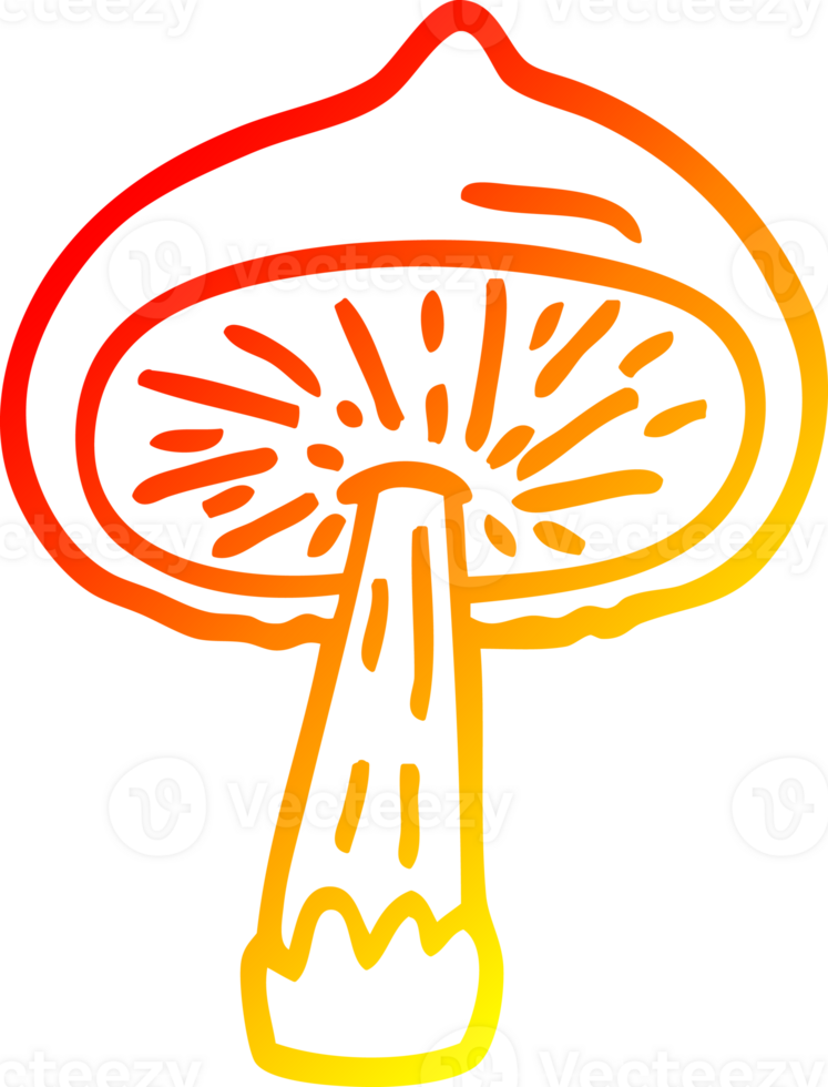warm gradient line drawing of a cartoon mushroom png