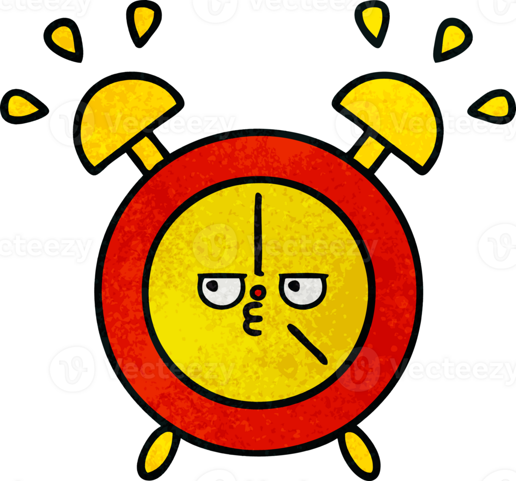 retro grunge texture cartoon of a alarm clock png