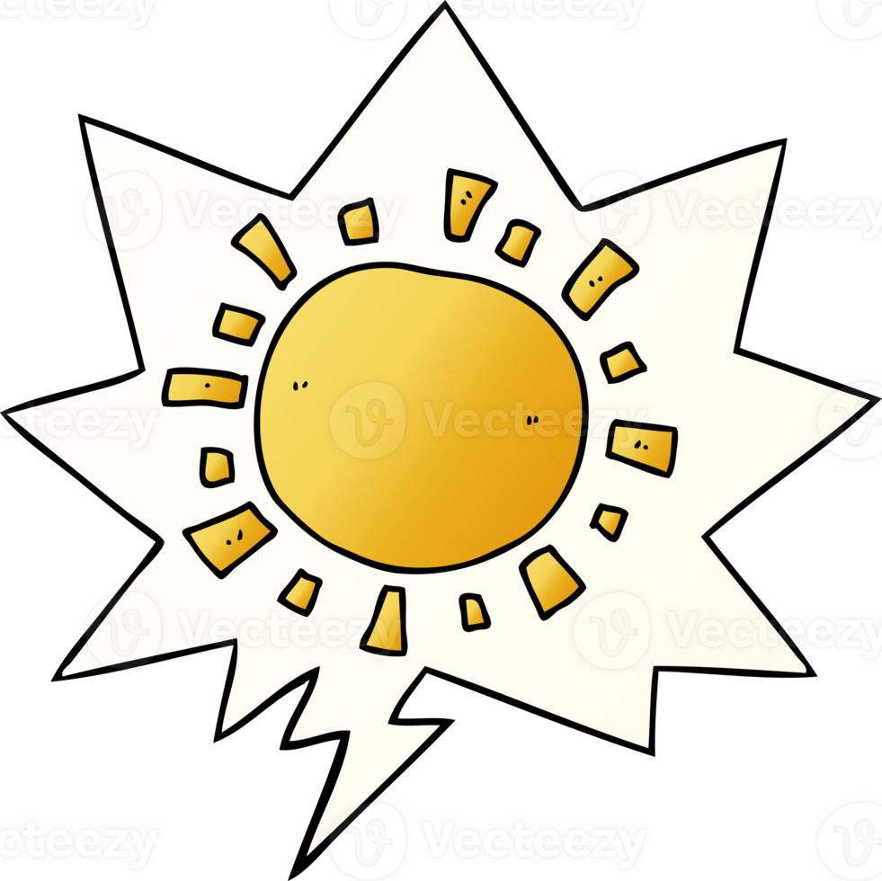 cartoon sun with speech bubble in smooth gradient style png
