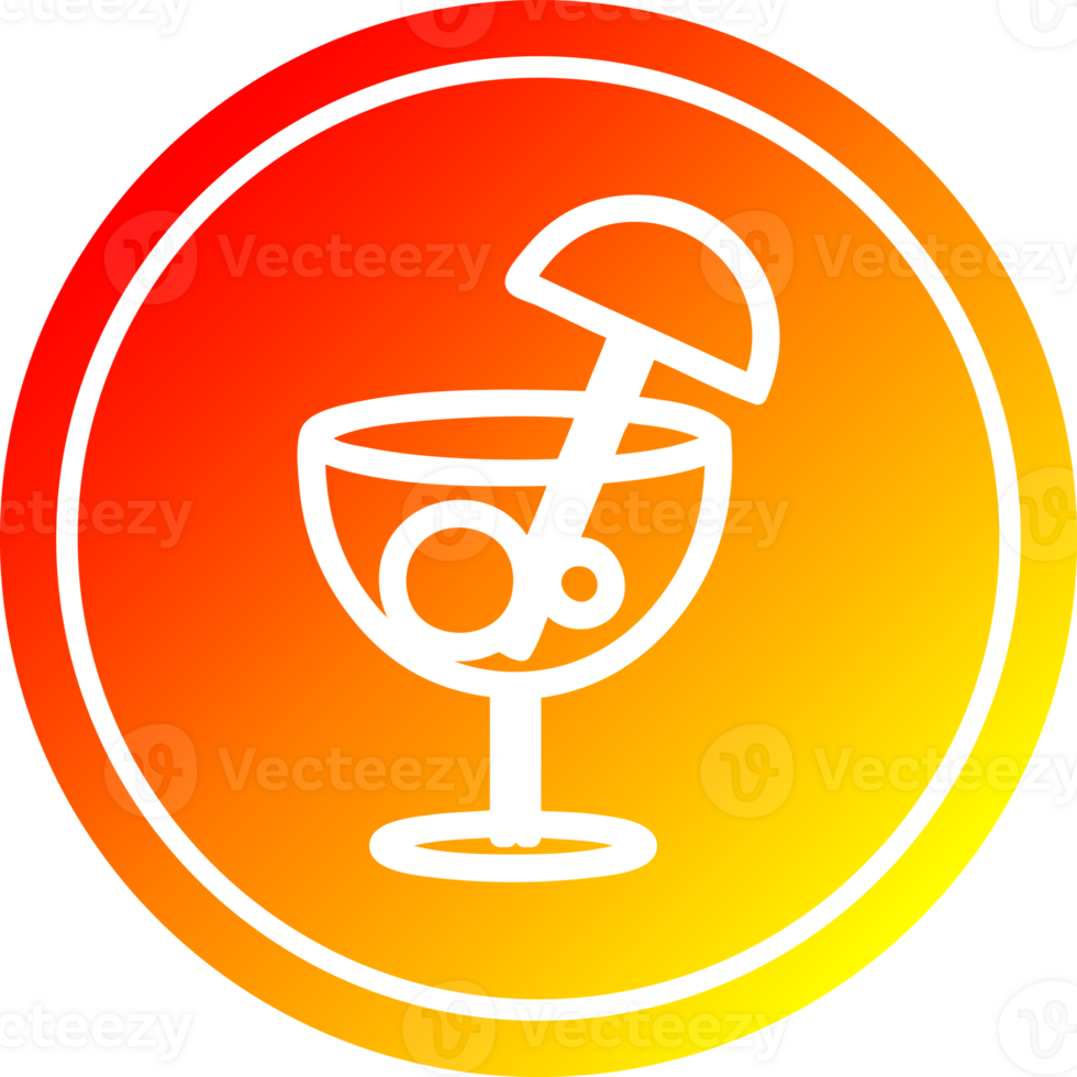 cocktail with umbrella circular icon with warm gradient finish png