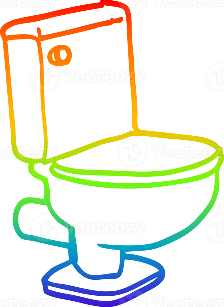 rainbow gradient line drawing of a cartoon closed toilet png