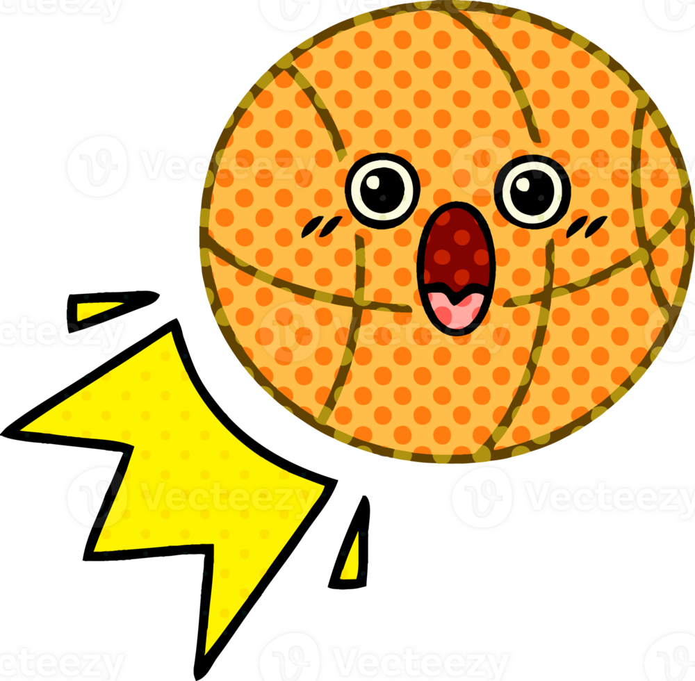 comic book style cartoon of a basketball png