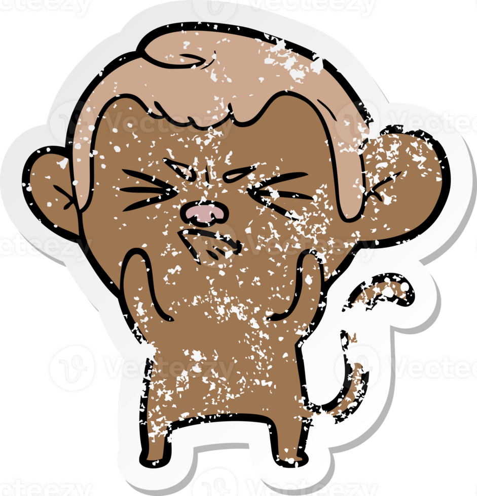 adesivo angustiado de um macaco irritado de desenho animado png