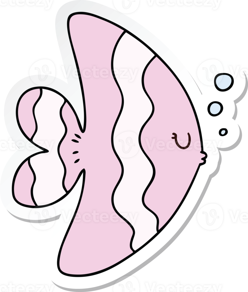 sticker of a quirky hand drawn cartoon fish png