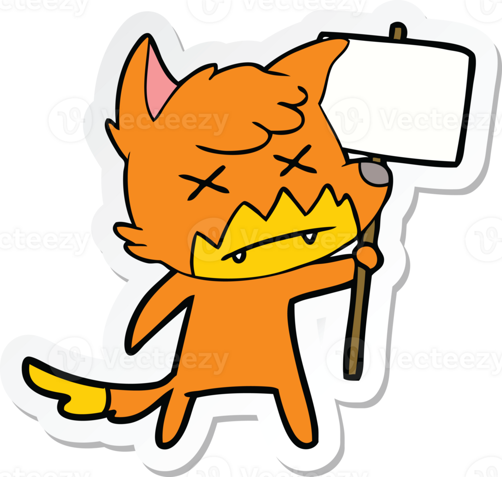 sticker of a cartoon dead fox with protest sign png