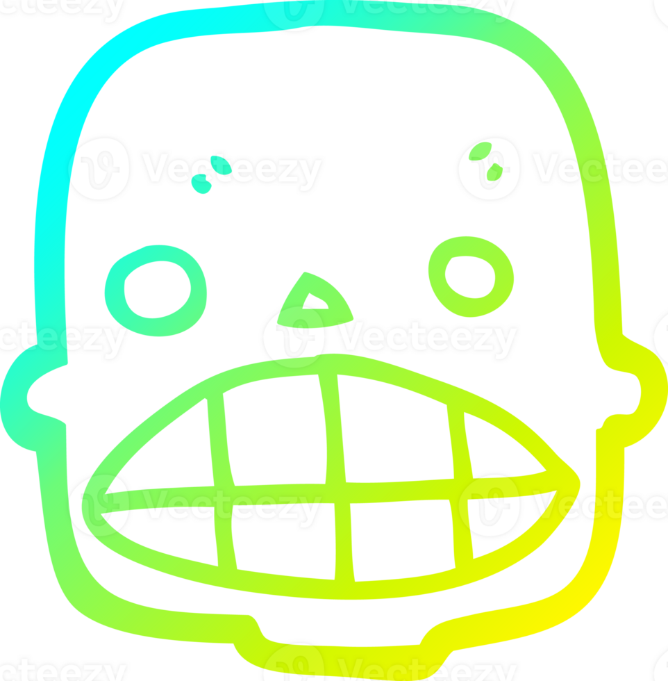 cold gradient line drawing of a cartoon skull png