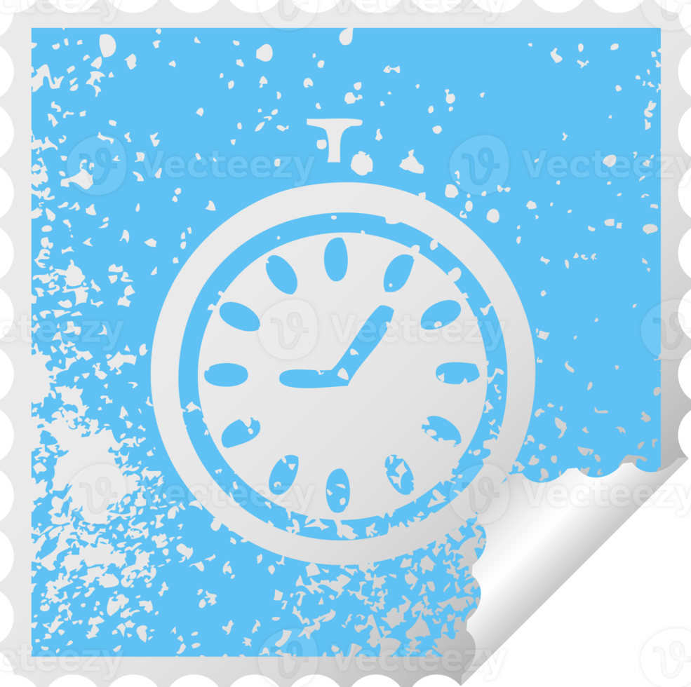 distressed square peeling sticker symbol of a time stopper png