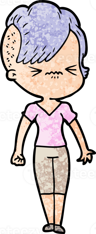 cartoon annoyed hipster girl png