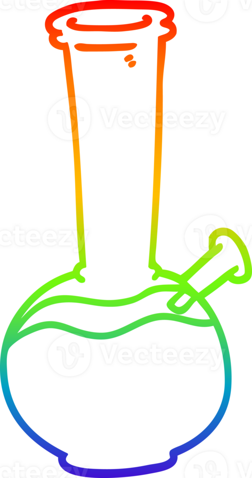 rainbow gradient line drawing of a cartoon bong png