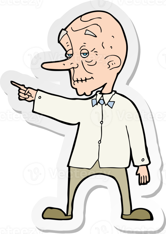 sticker of a cartoon old man pointing png