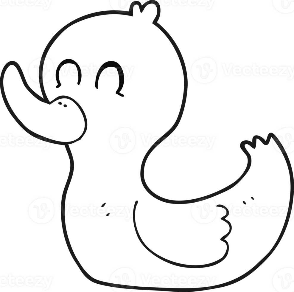 hand drawn black and white cartoon cute duck png