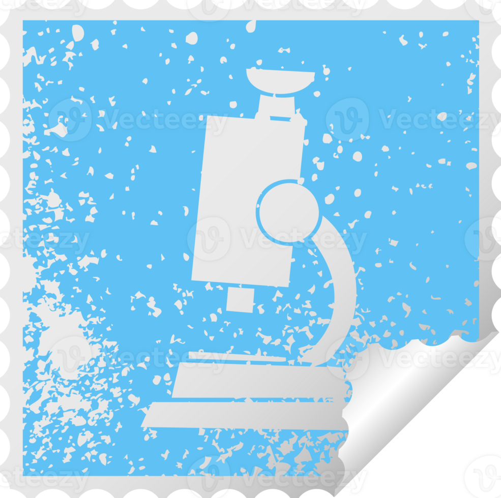 distressed square peeling sticker symbol of a science microscope png