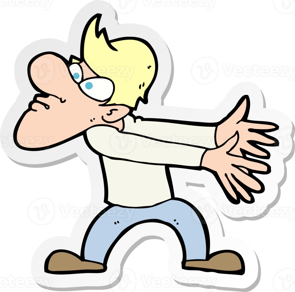 sticker of a cartoon annoyed man gesturing png