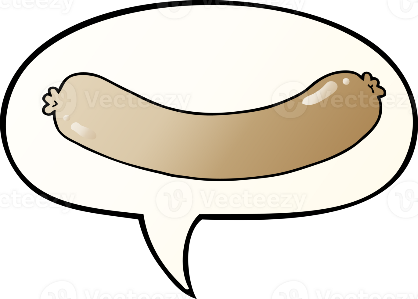 cartoon sausage with speech bubble in smooth gradient style png
