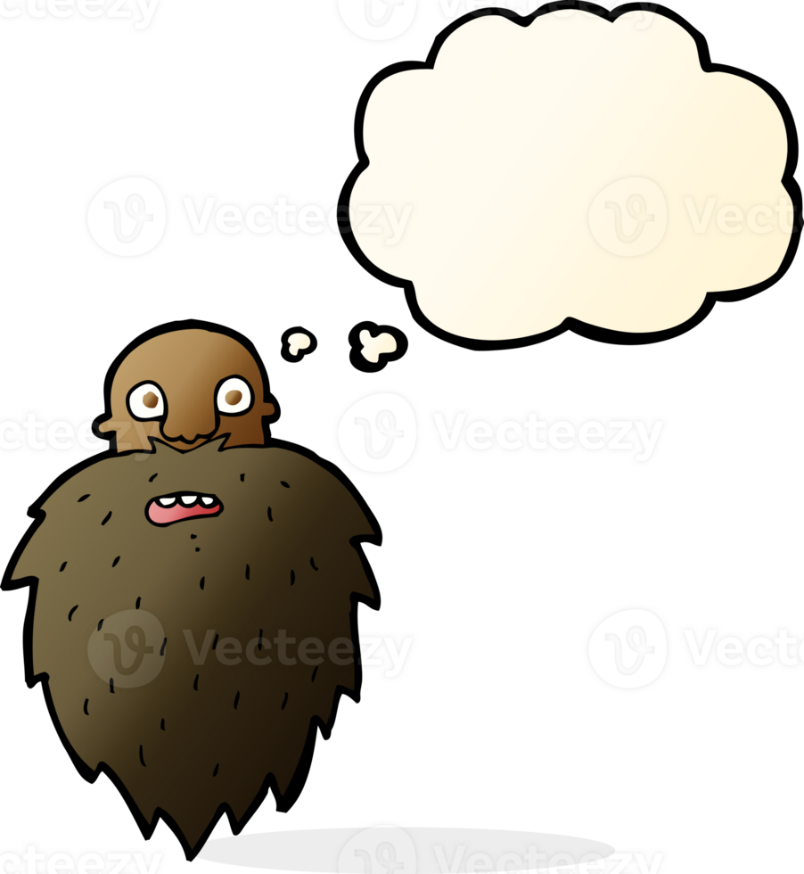 cartoon bearded man with thought bubble png