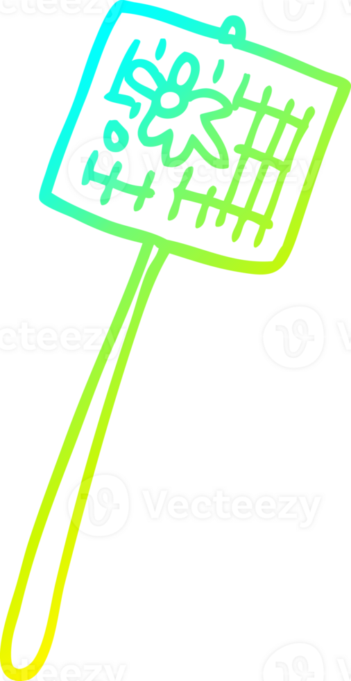 cold gradient line drawing of a cartoon fly swatted png