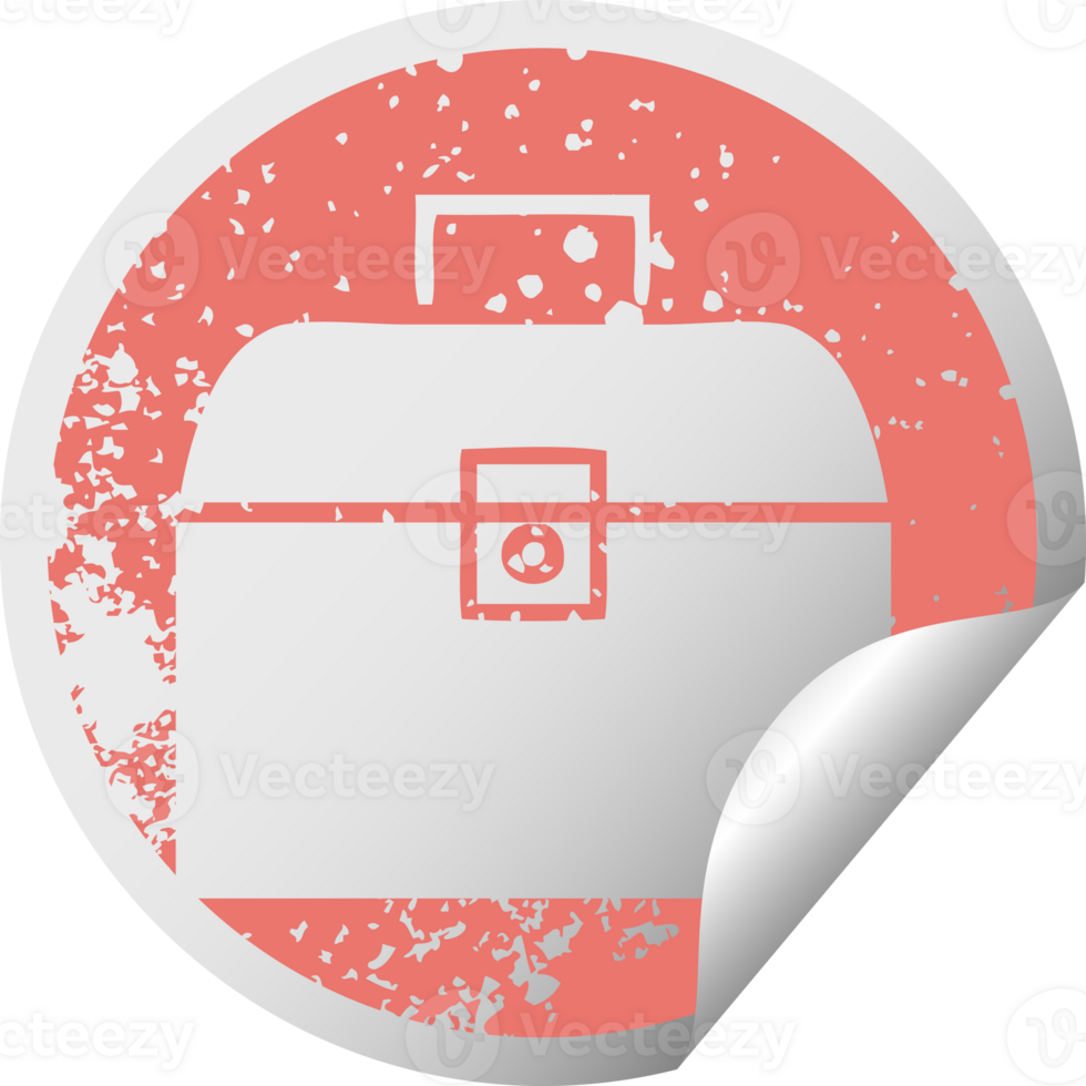 distressed circular peeling sticker symbol of a metal case png