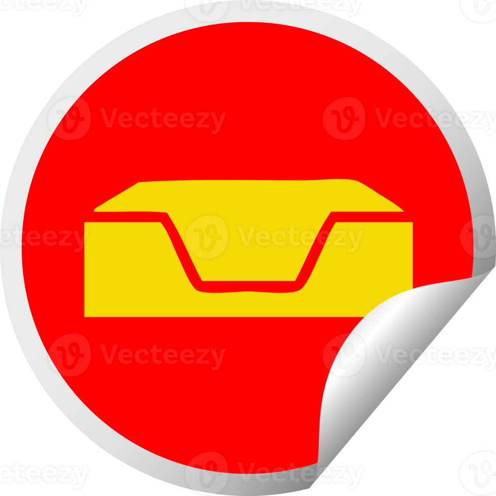circular peeling sticker cartoon of a empty in tray png