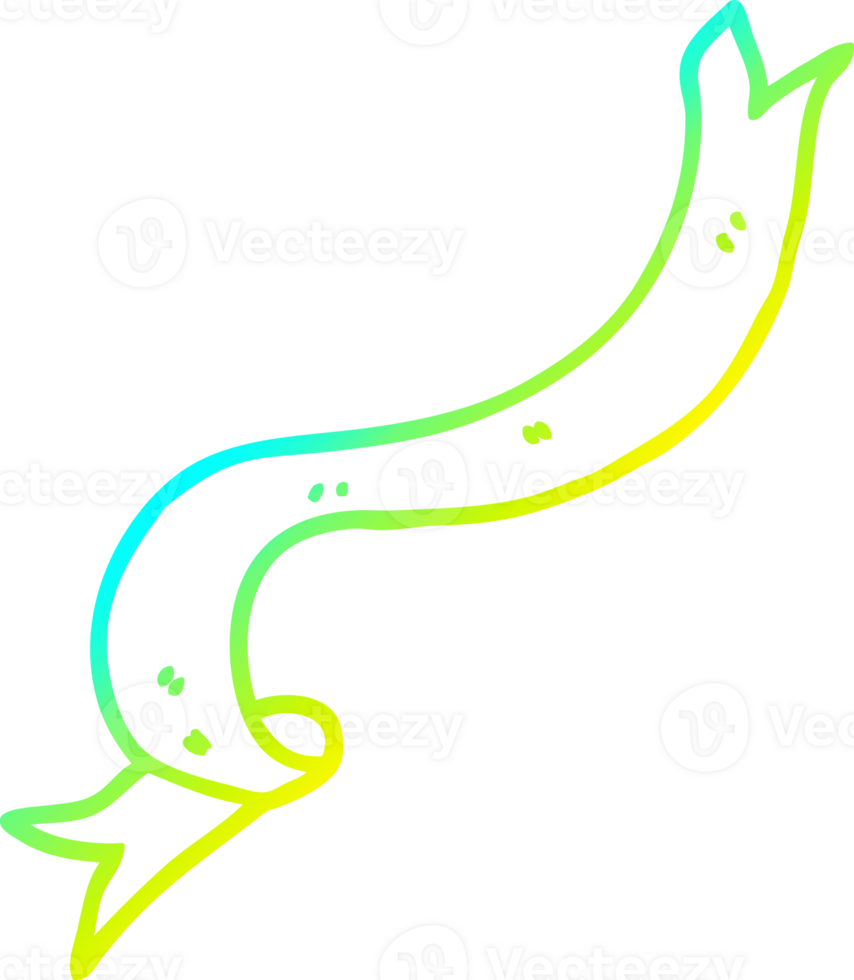 cold gradient line drawing of a cartoon floating ribbon png