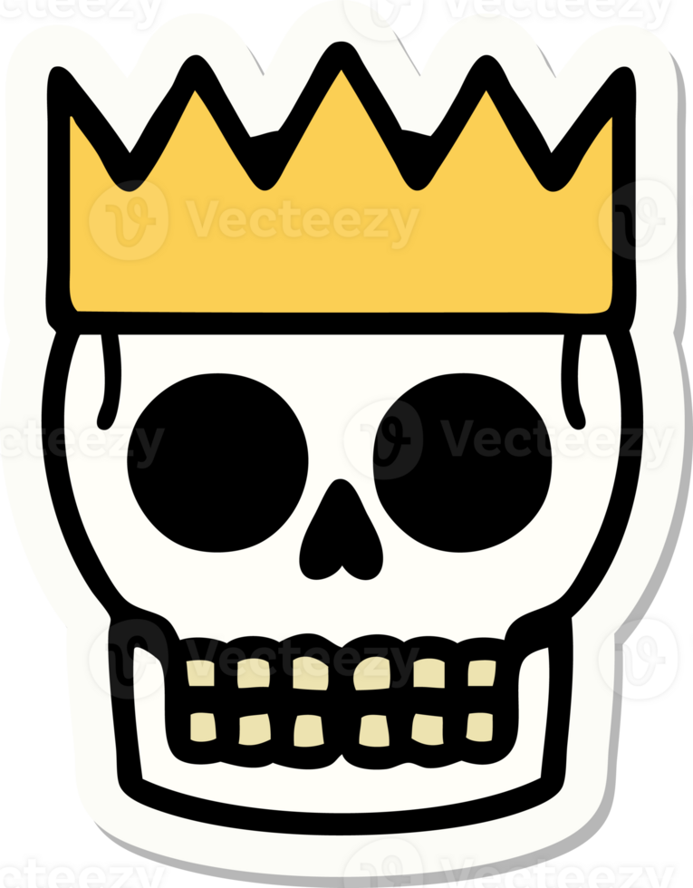 sticker of tattoo in traditional style of a skull and crown png