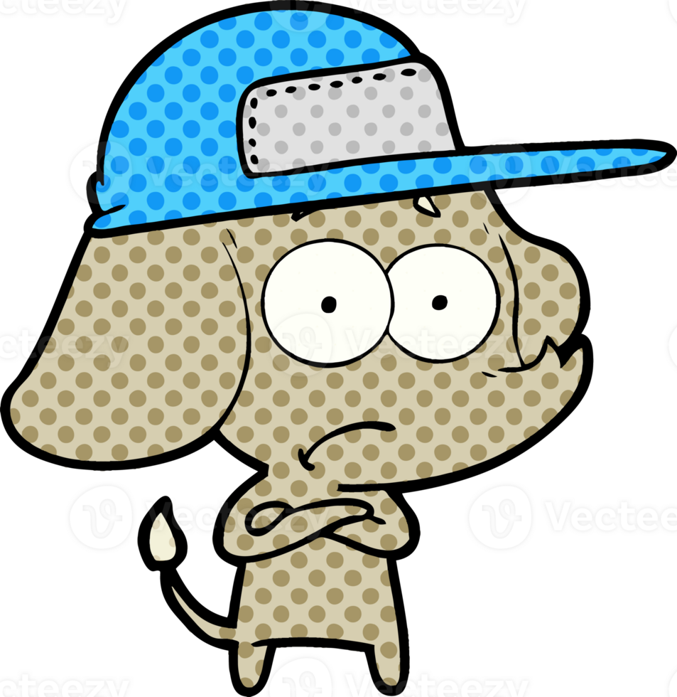 cartoon unsure elephant wearing trucker cap png