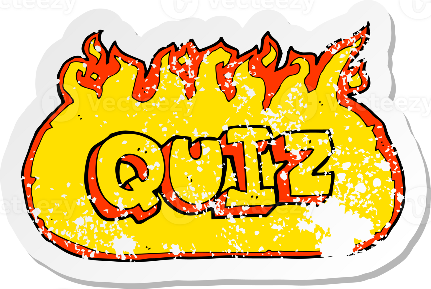 retro distressed sticker of a quiz sign cartoon png