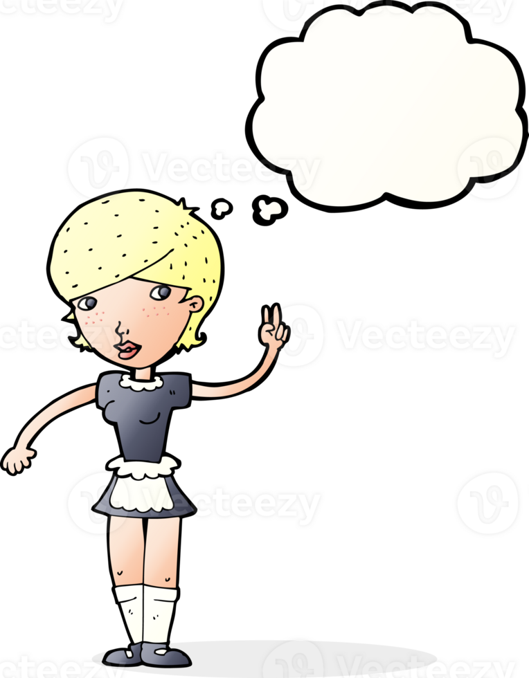 cartoon waitress taking order with thought bubble png