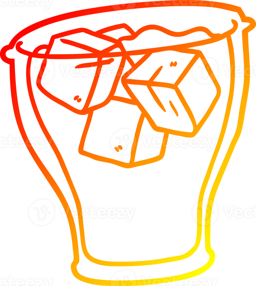 warm gradient line drawing of a glass of cola with ice png
