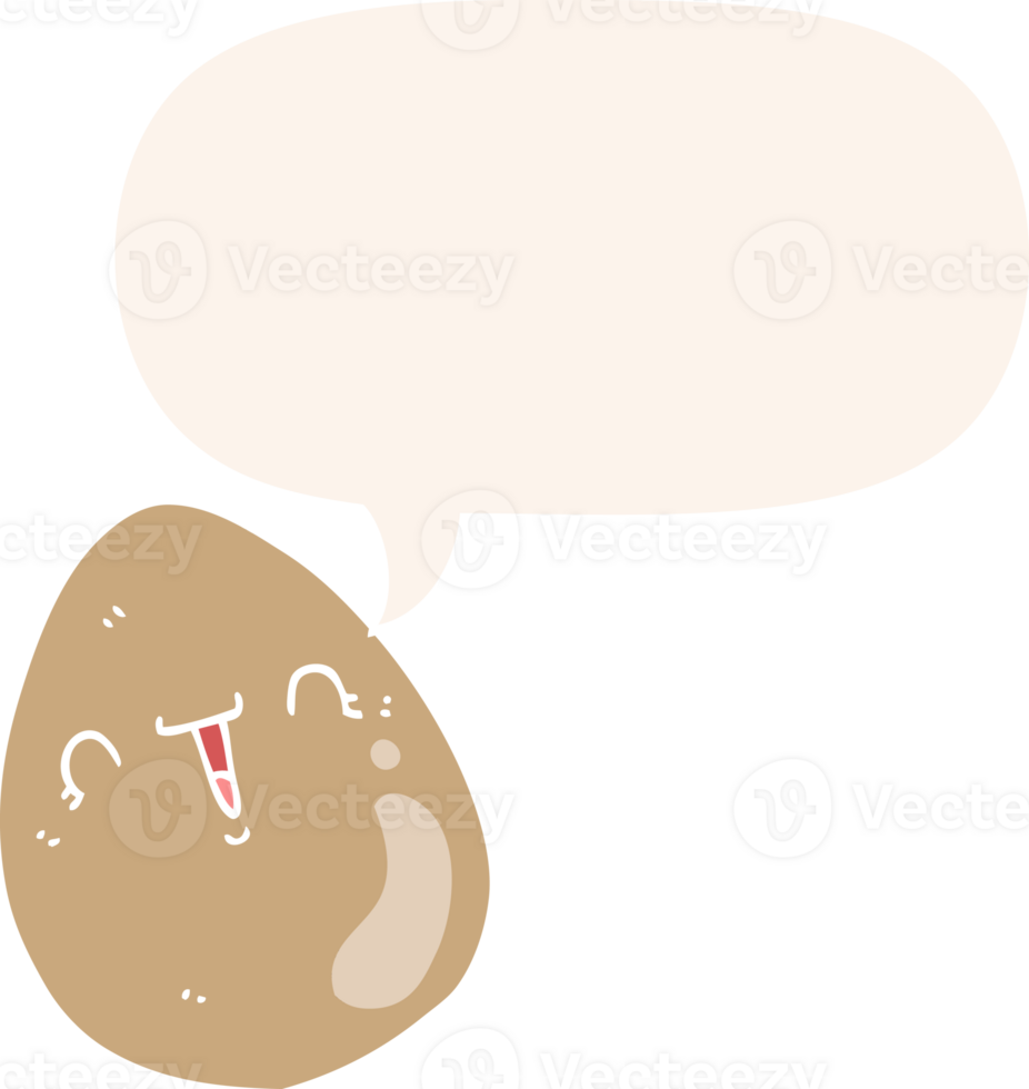 cartoon egg with speech bubble in retro style png