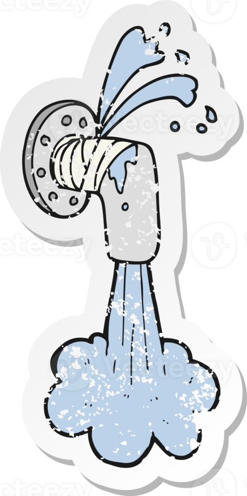 retro distressed sticker of a cartoon leaky pipe png