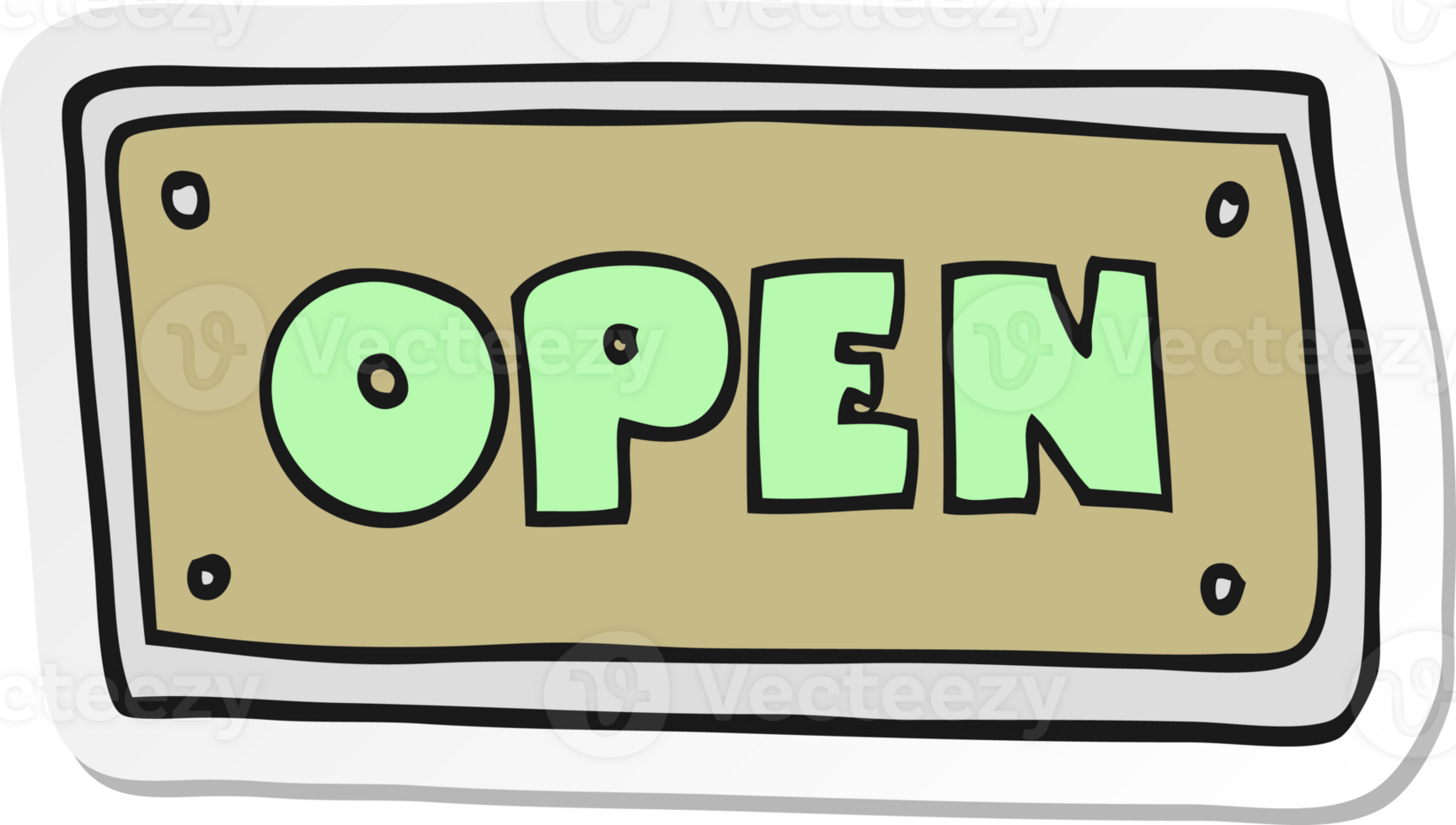 sticker of a cartoon open sign png