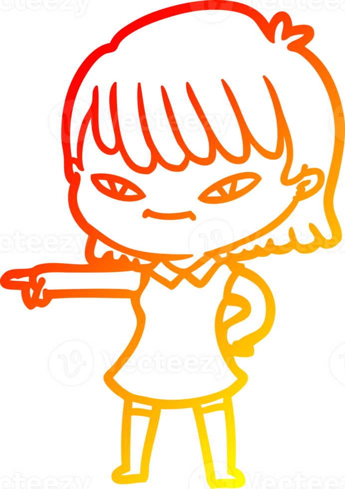 warm gradient line drawing of a cartoon woman png
