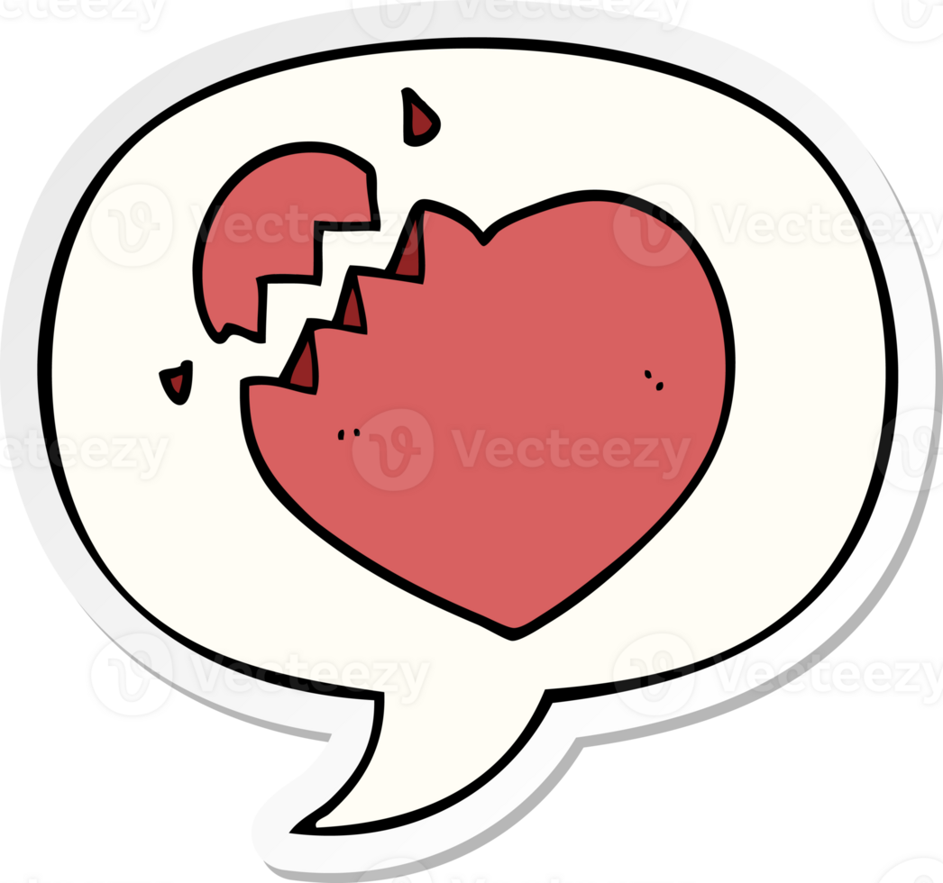 cartoon broken heart with speech bubble sticker png