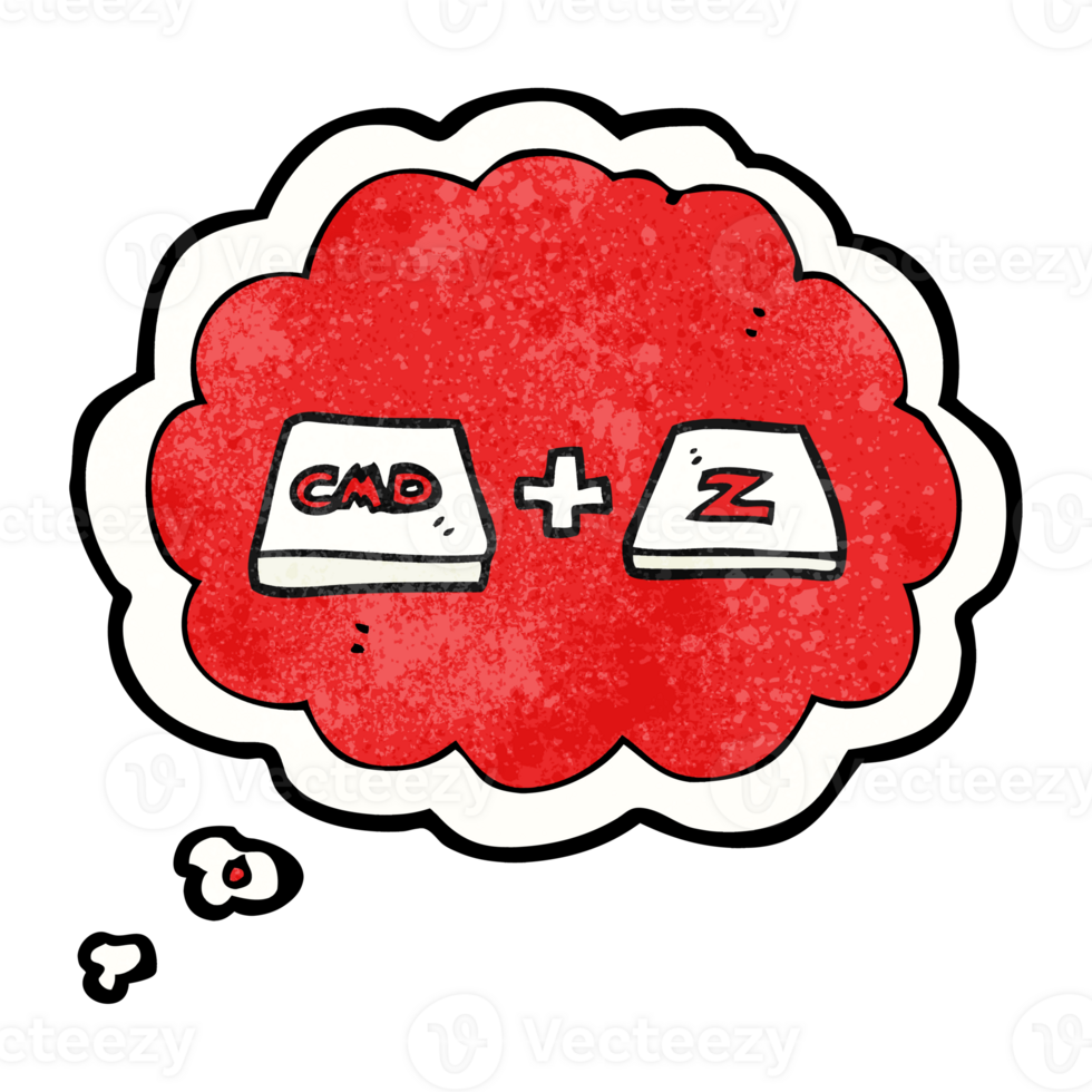 hand drawn thought bubble textured cartoon command Z function png
