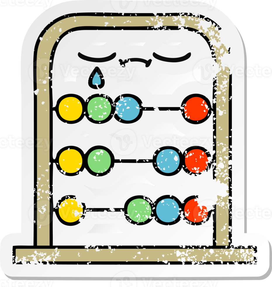 distressed sticker of a cute cartoon abacus png
