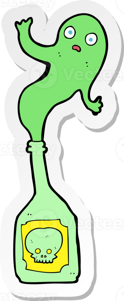 sticker of a cartoon ghost in bottle png