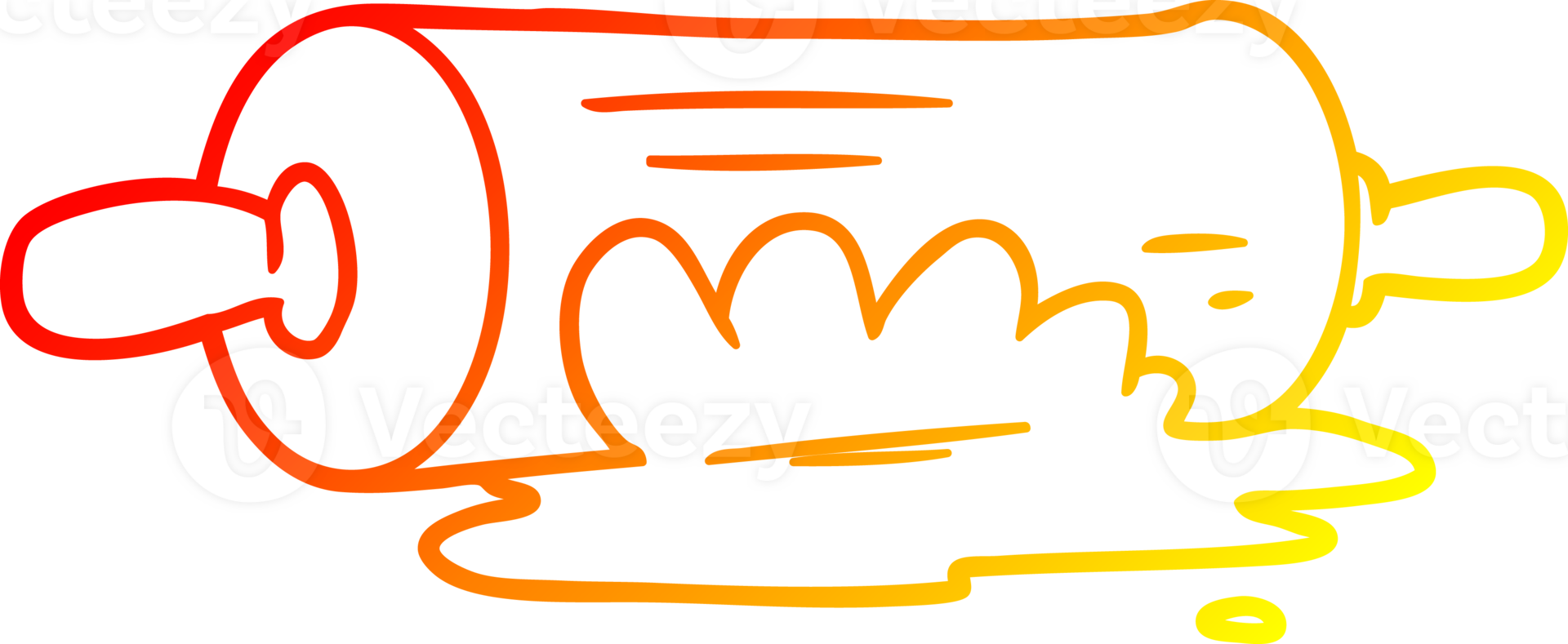 warm gradient line drawing of a cartoon rolling pin png