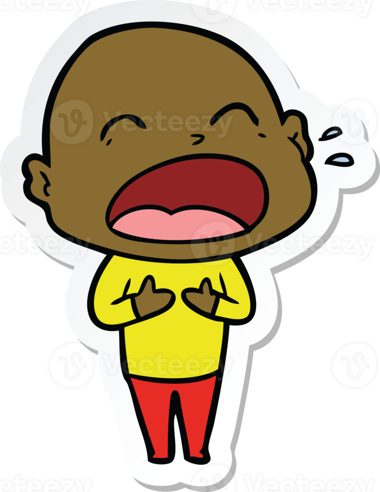sticker of a cartoon shouting bald man png