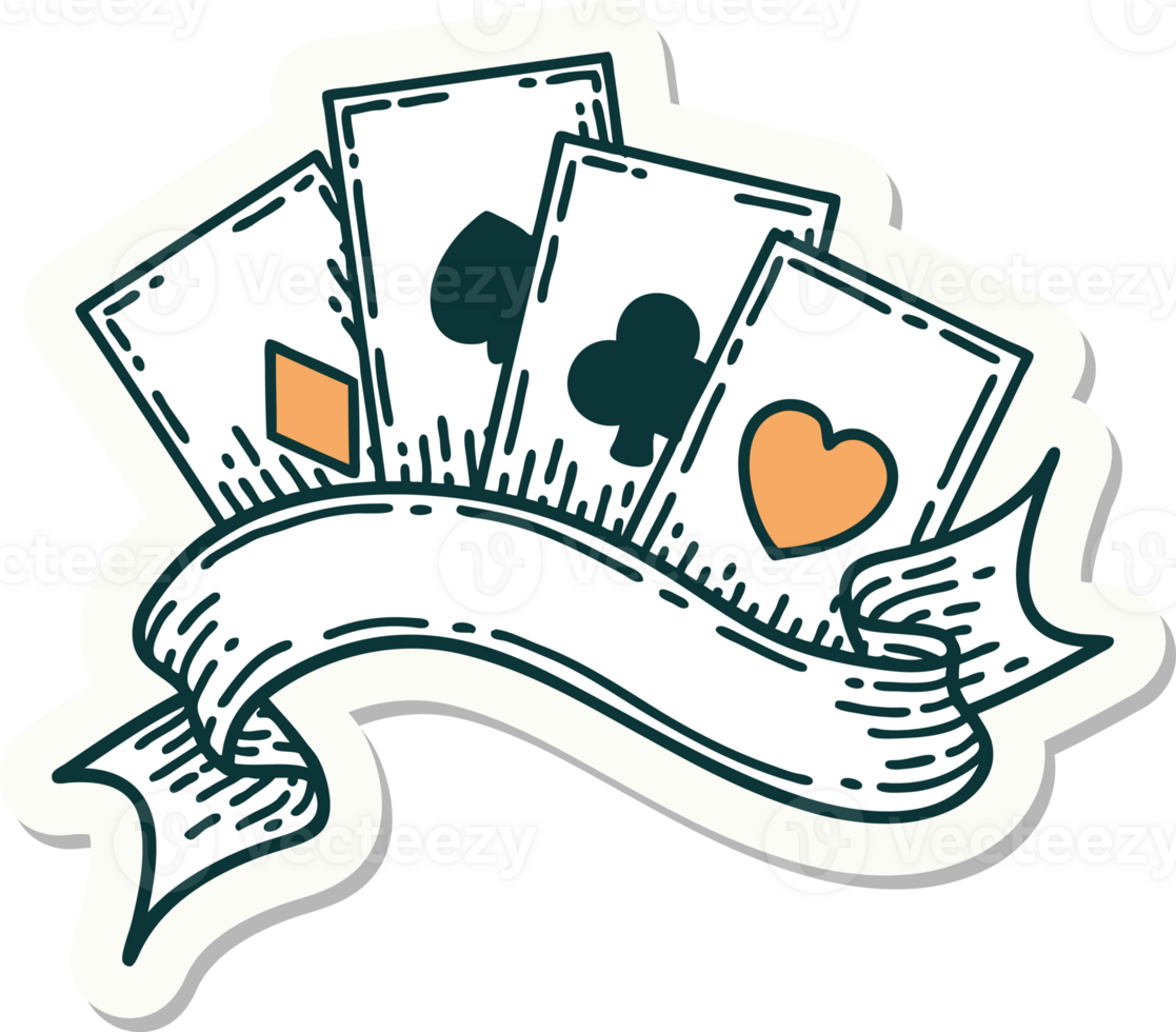 sticker of tattoo in traditional style of cards and banner png