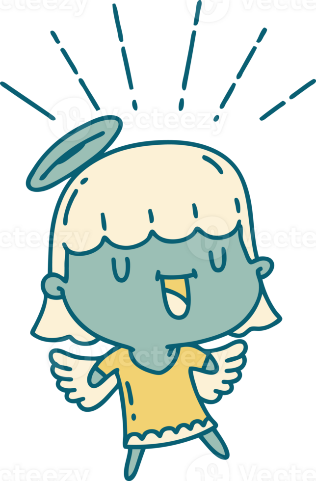 illustration of a traditional tattoo style singing angel png