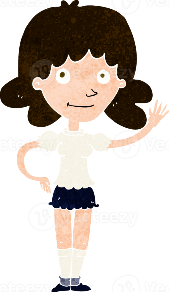 cartoon woman waving png