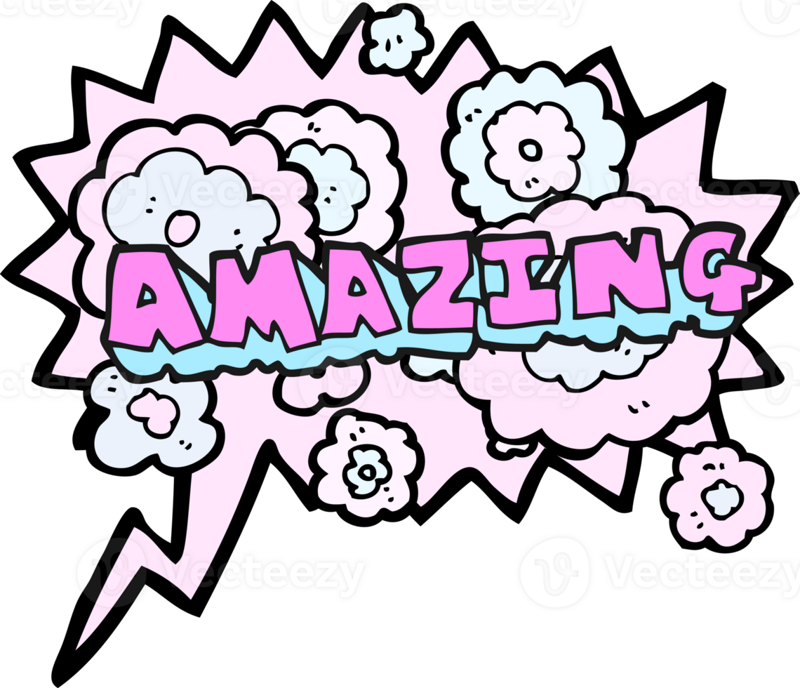 hand drawn speech bubble cartoon amazing word png