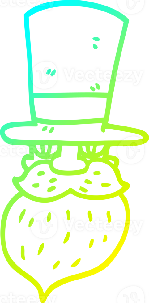 cold gradient line drawing of a cartoon man in top hat png
