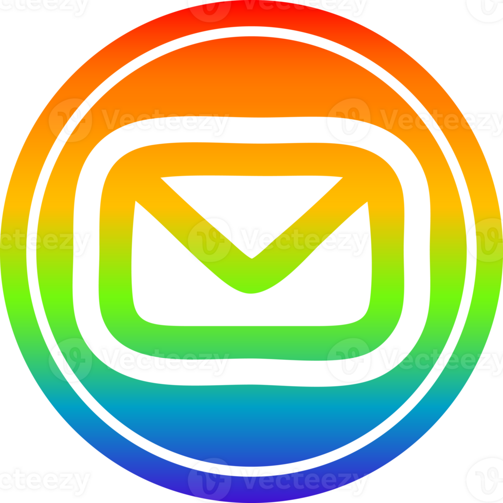 envelope letter circular icon with rainbow gradient finish png