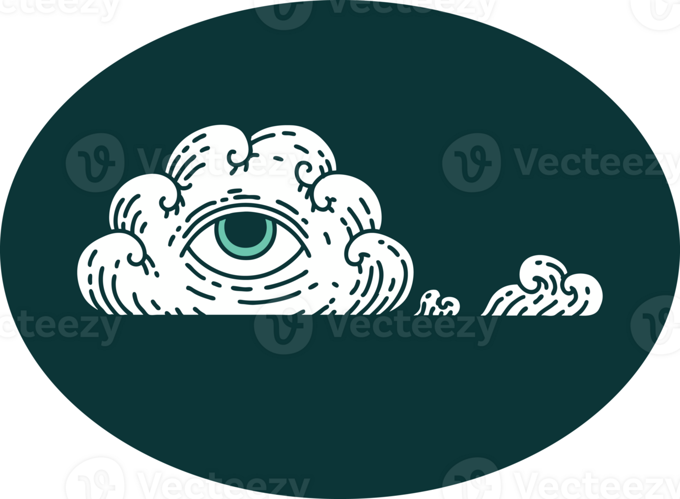 iconic tattoo style image of an all seeing eye cloud png